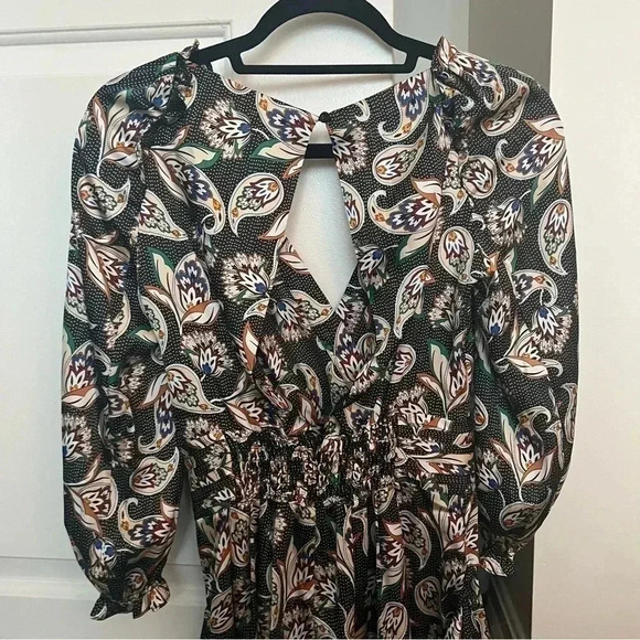 Maje Isley Wrap-effect Printed Satin Playsuit- Size 36; Like New without tags - Picture 5 of 16